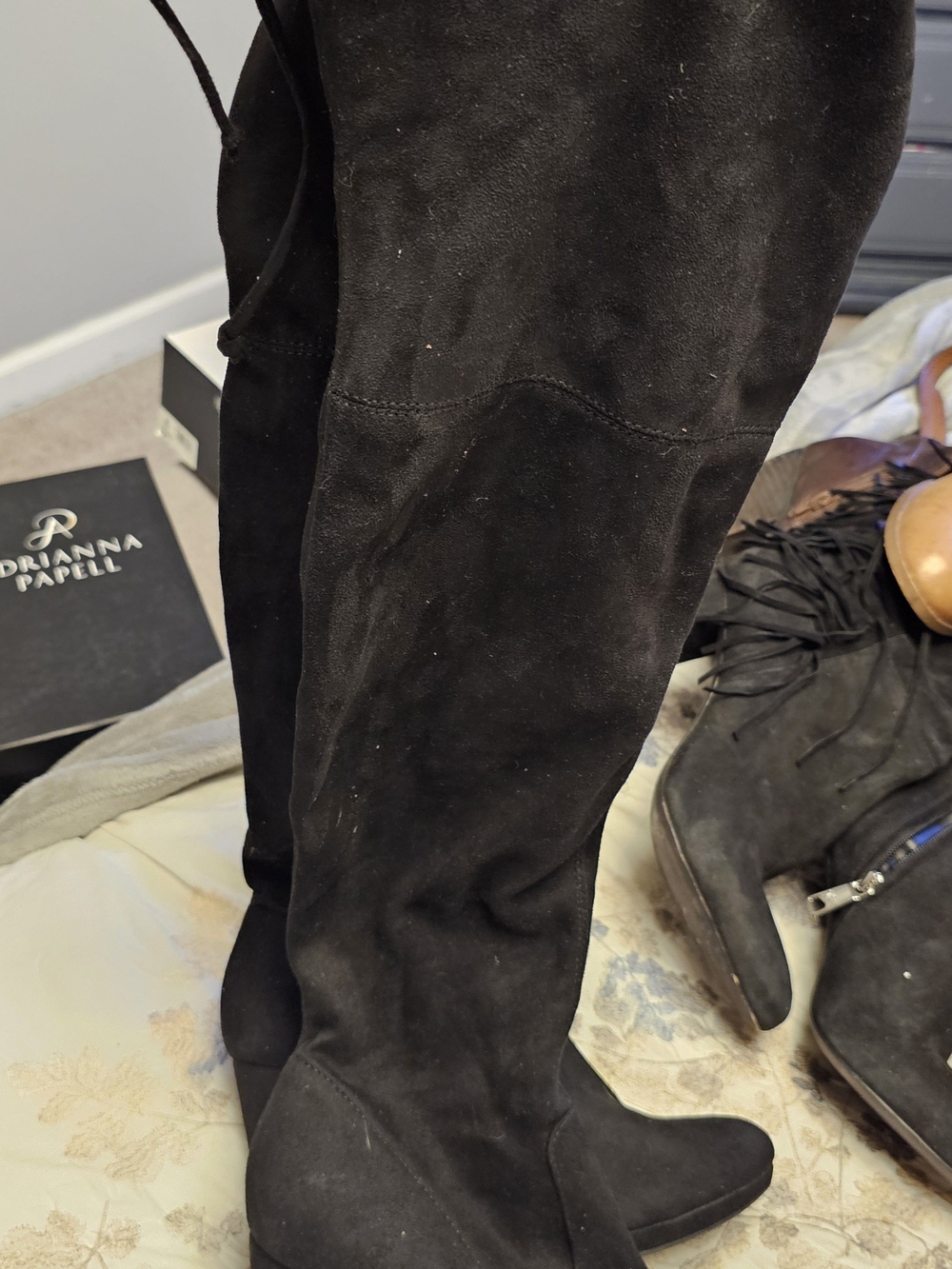 Adrienne Vittadini Over-the-Knee Black Suede Boots
